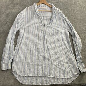 CP Shades Regina Tunic Womens Size Large 3/4 Sleeves Striped Boho Lagenlook Top